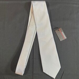 NWT Hisdern Dress Tie Men's Sz 58" 3.25" Silver Plaid Academia Business Formal